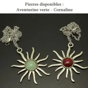 collier soleil et pierre naturelle