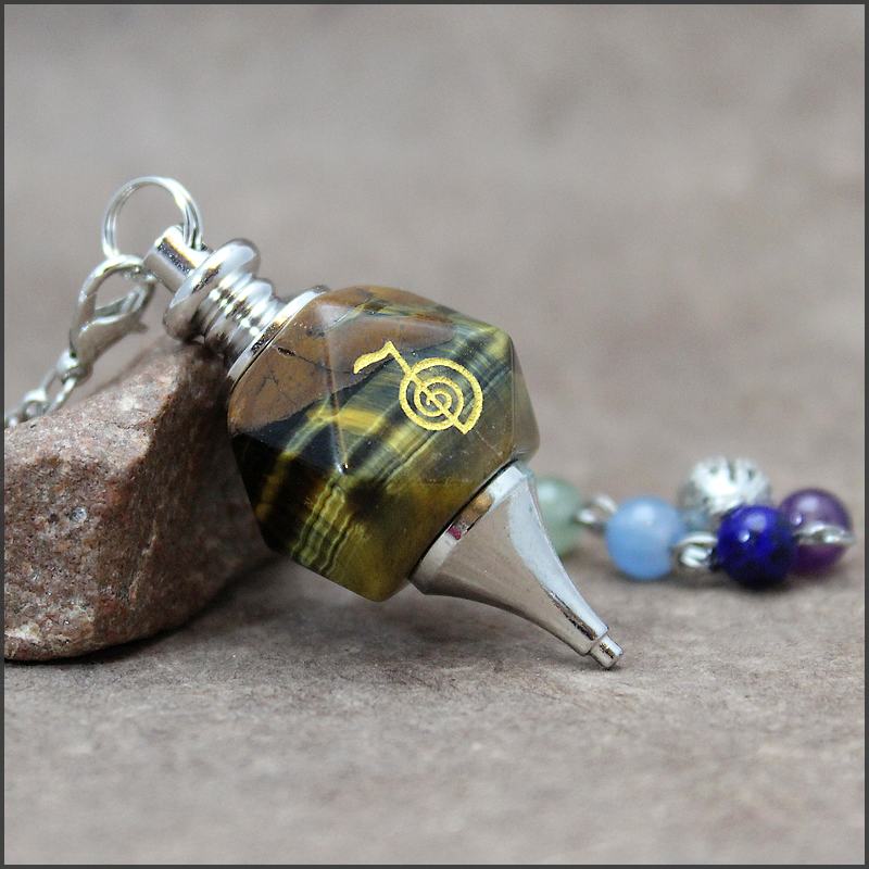 Pendule reiki en Oeil de tigre