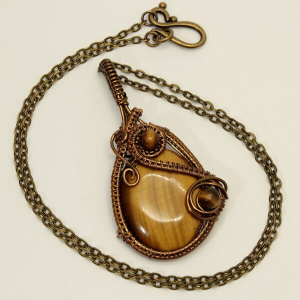 Pendentif Cuivre et oeil de tigre – Image 2