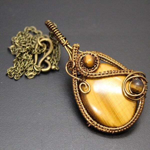 Pendentif Cuivre et oeil de tigre – Image 3