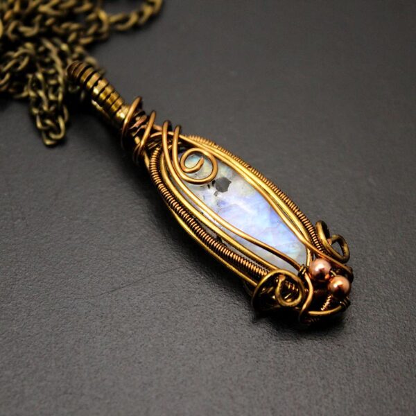 Pendentif cuivre et pierre de lune – Image 2