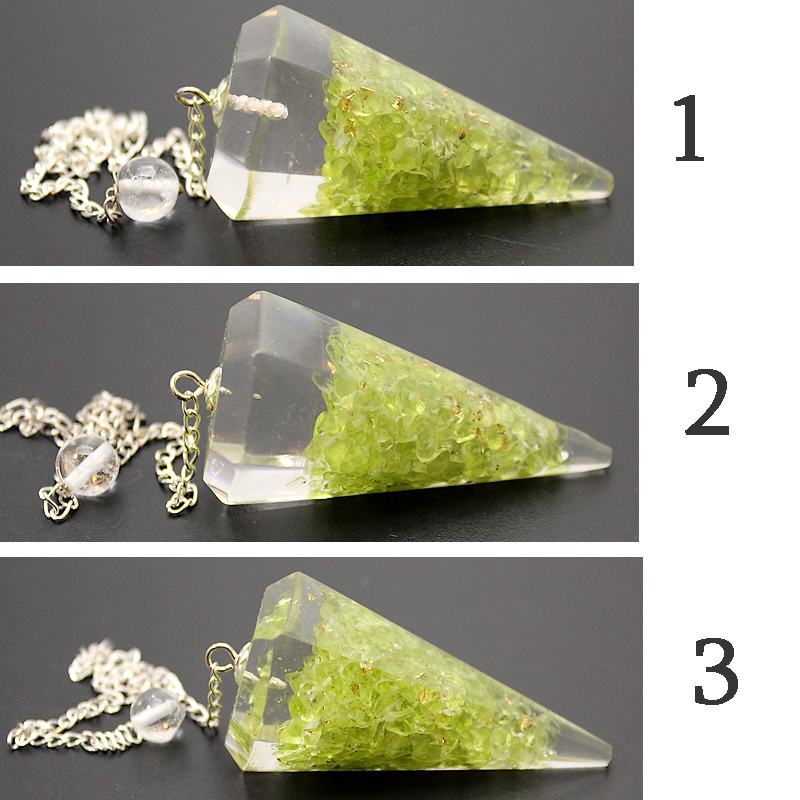 pendule peridot et resine
