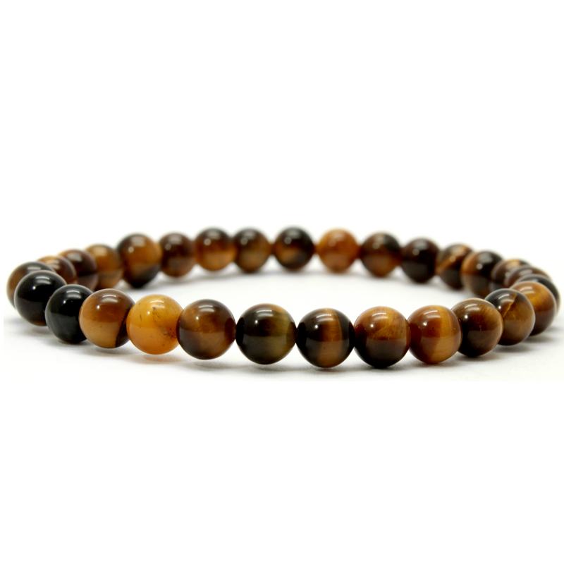 Bracelet Élastique Oeil De Tigre Avec Perles Tila - Pierre Naturelle - Unisexe - Cadeau Spirituel - 7.5 Pouces