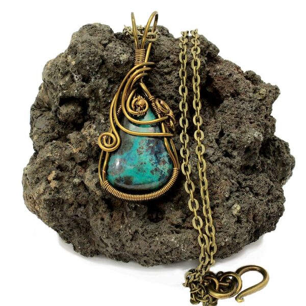 Pendentif cuivre et azurite