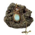 Pendentif cuivre et Larimar
