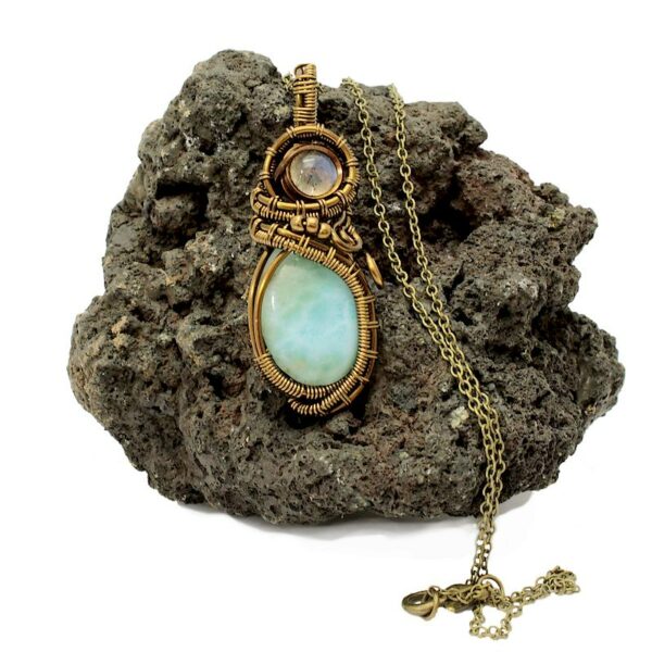 Pendentif larimar cuivre