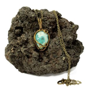 Pendentif cuivre et turquoise du tibet