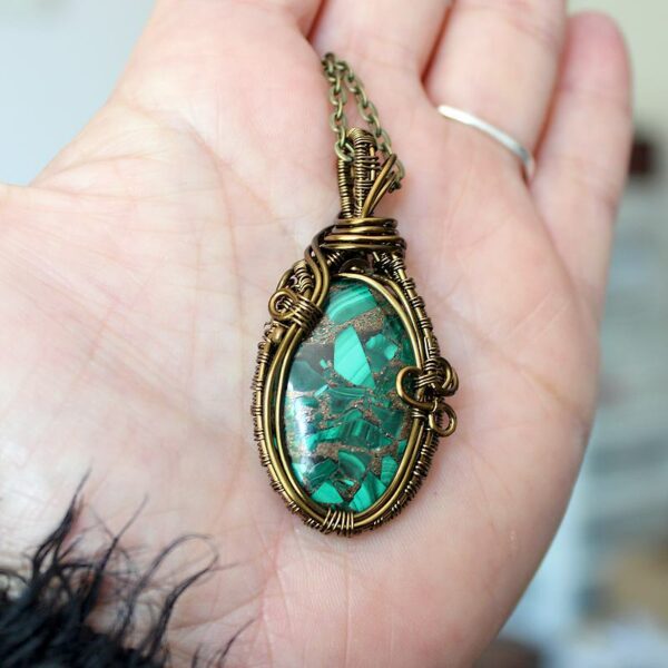 Pendentif malachite naturelle