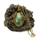 Pendentif cuivre et malachite naturelle