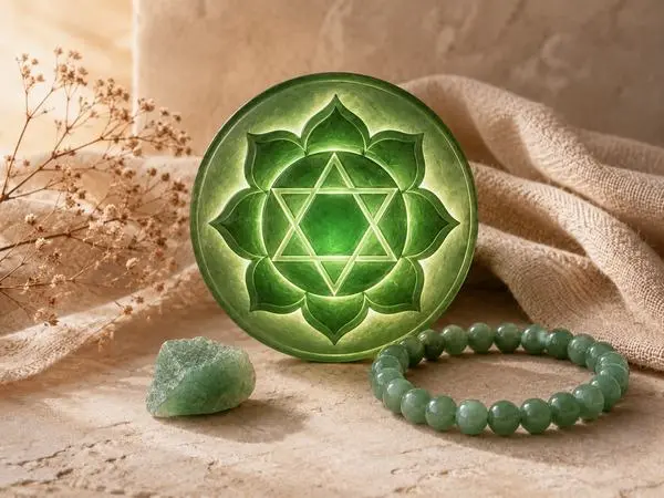 chakra du coeur et aventurine verte naturelle