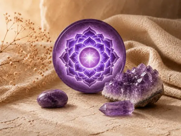 chakra couronne et amethyste naturelle