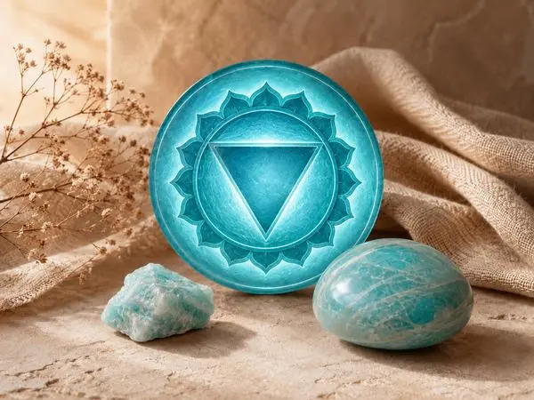 chakra de la gorge et amazonite brute naturelle