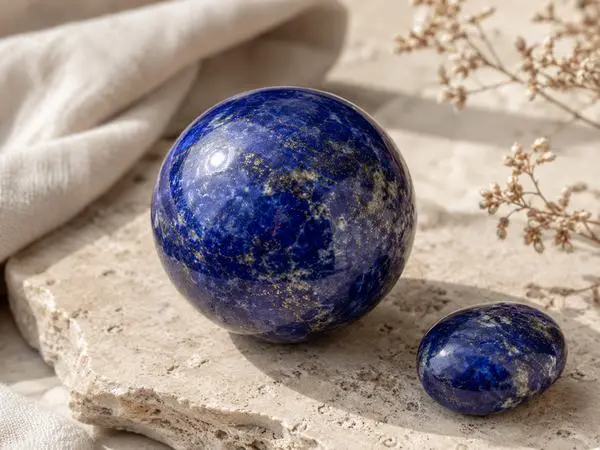 lapis-lazuli naturel sur fond beige
