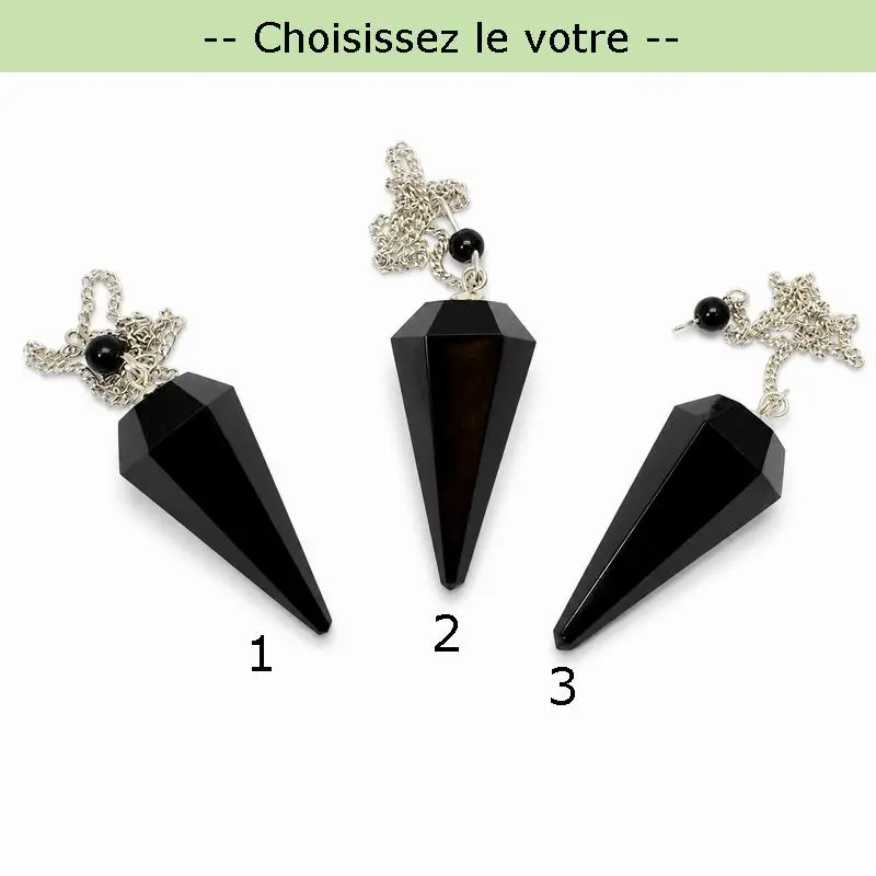 pendule a facette en obsidienne noire