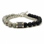 Bracelet double acier et agate