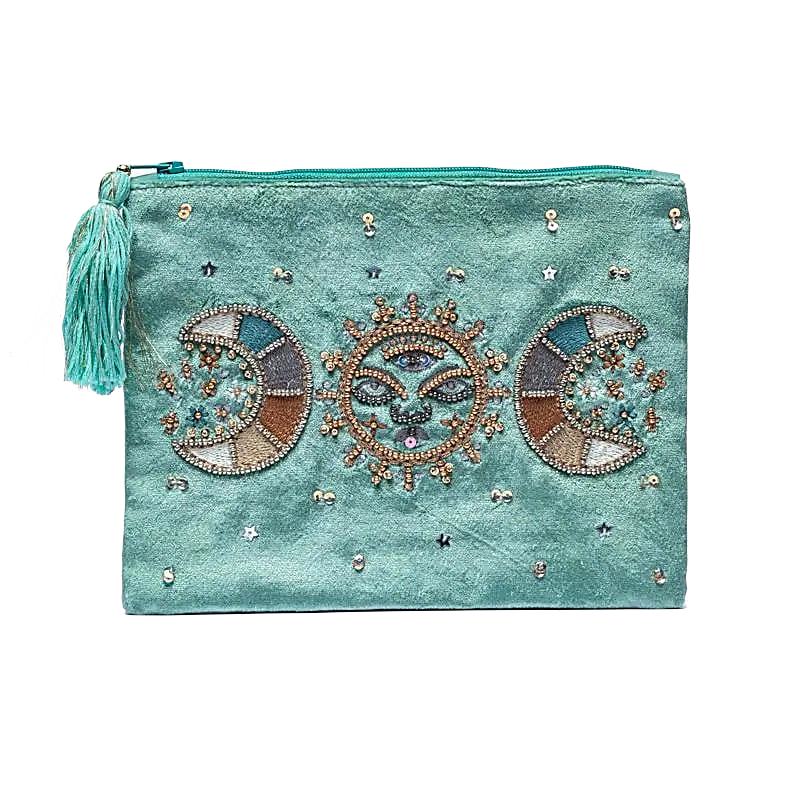 grande pochette en velours menthe