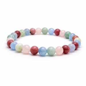 bracelet amazonite, quartz rose, aigue marine et thulite