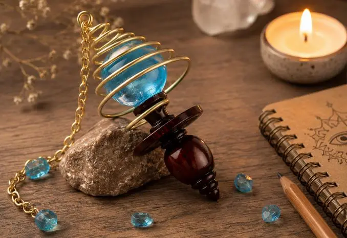 pendule divinatoire celesta bois et verre de murano