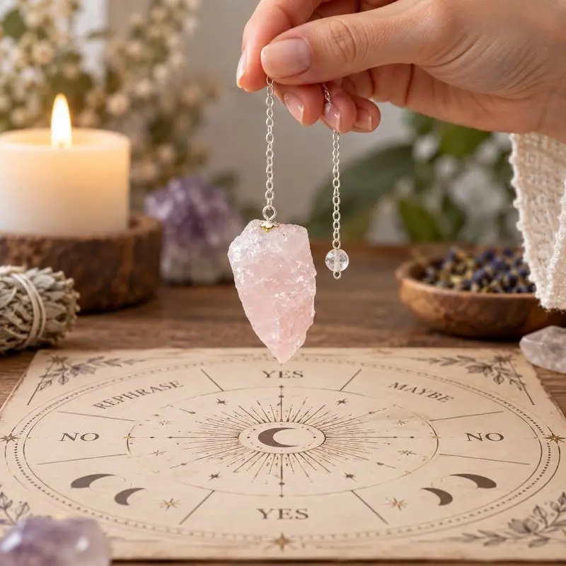 pendule divinatoire de quartz brut naturel