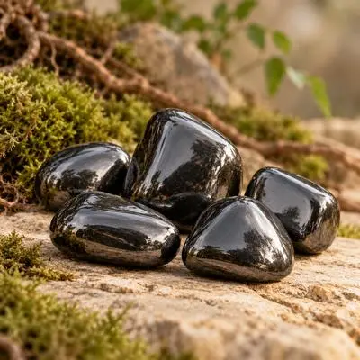 galets hematite pour ancrage sur fond mineral
